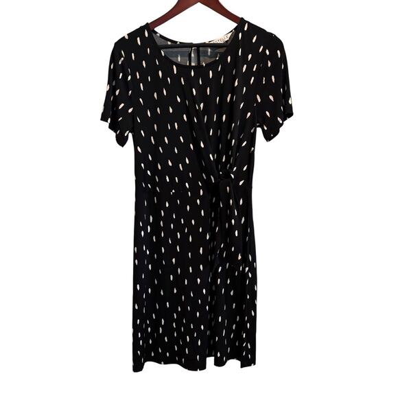 Estelle Black White Print Tie Waist Casual Short Sleeve Dress Small Small - Picture 2 of 10
